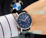 New Style Copy Vacheron Constaintin Patrimony Blue Dial Black Leather Strap Watch